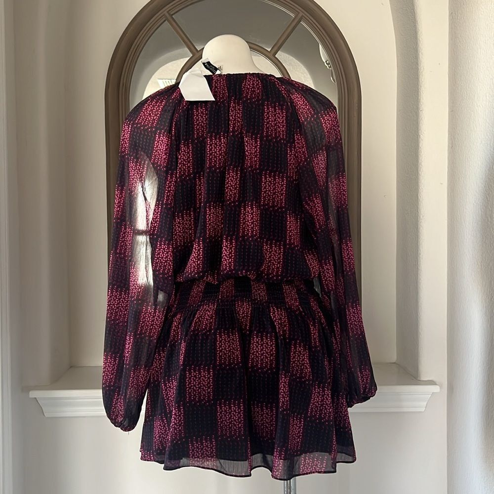 Ramy Brook Jaylah Abstract Blouson Mini Dress in Boysenberry, New, Size S - Picture 8 of 12